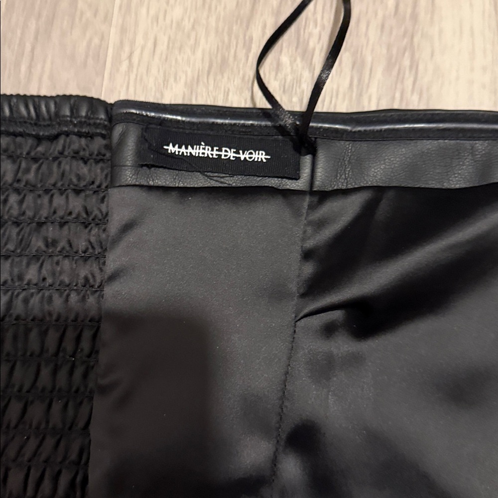 Maniere De Voir Black faux leather bandeau top - Picture 5 of 5